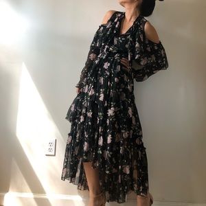 Ulla Johnson floral long sleeve high low dress